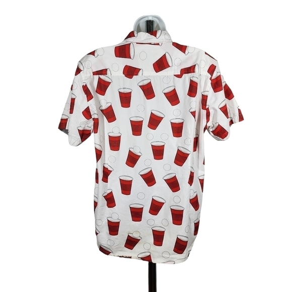 SUPER MASSIVE RED SOLO PING PONG GAME BUTTON FRONT SHIRT - Picture 2 of 10